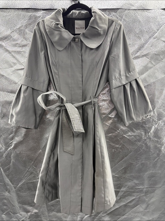 Walter Jackets & Blazers - Walter Grey Belted Swing Trench Coat